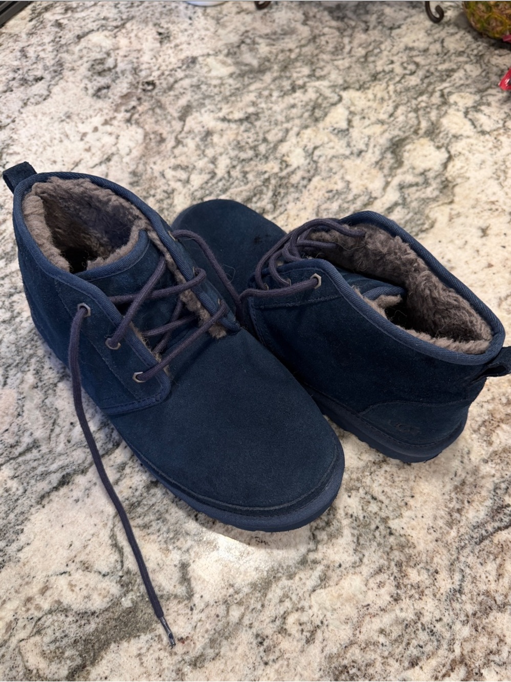 UGG Men's Navy Suede Chukka Boots with Plush Lining